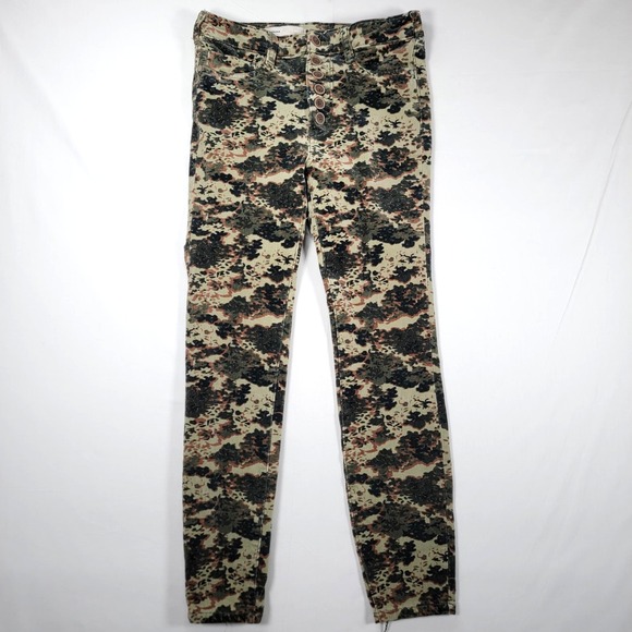 Anthropologie Pilcro Jeans Womens 26 Camo Corduroy High Rise Skinny Button Fly - Picture 1 of 16